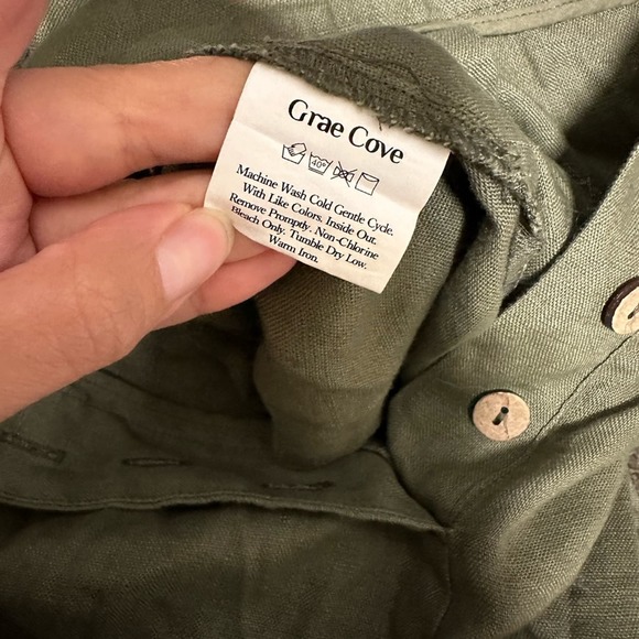 NWT Grae Cove Thalia 100% Linen Button-Fly Palazzo Pants Size Large - Picture 9 of 10